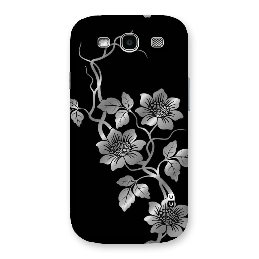 Silver Grey Flowers Back Case for Galaxy S3
