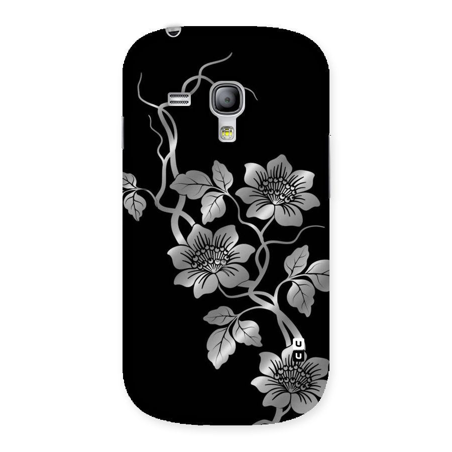 Silver Grey Flowers Back Case for Galaxy S3 Mini