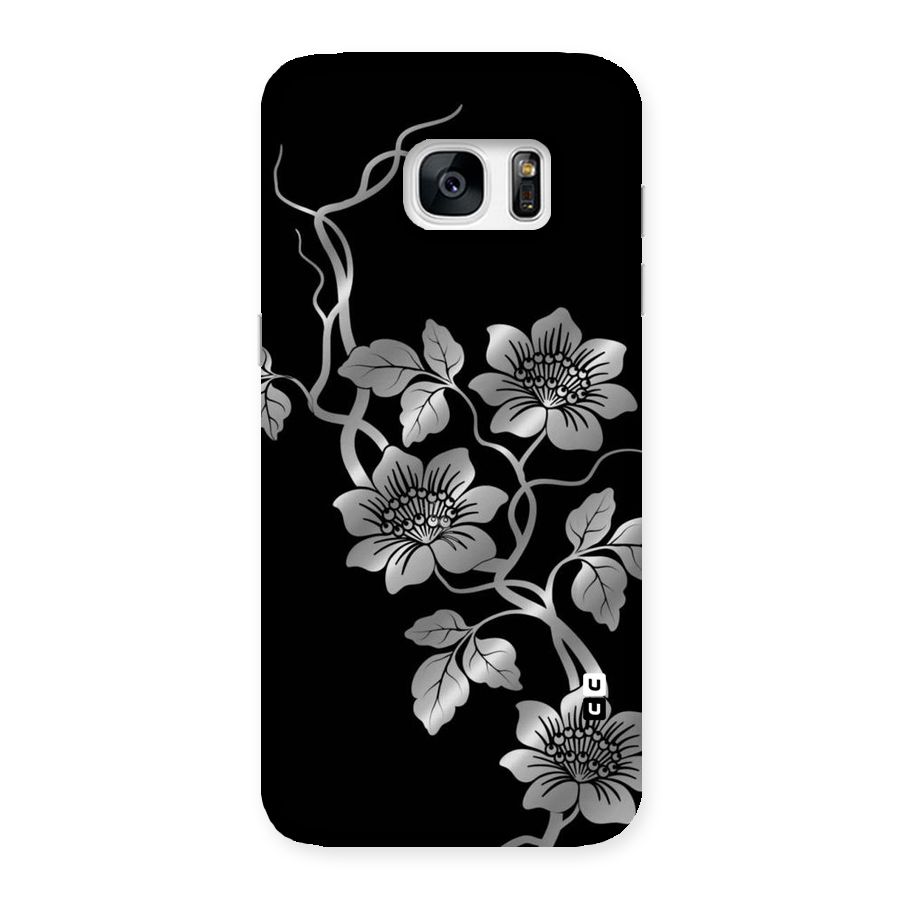 Silver Grey Flowers Back Case for Galaxy S7 Edge