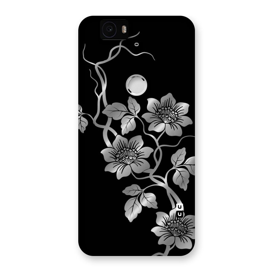Silver Grey Flowers Back Case for Google Nexus-6P