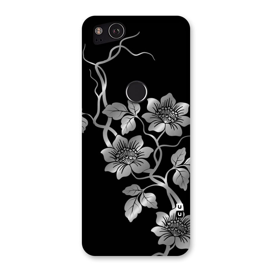 Silver Grey Flowers Back Case for Google Pixel 2