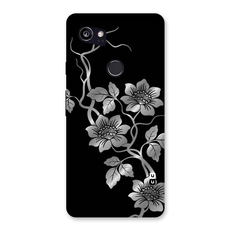Silver Grey Flowers Back Case for Google Pixel 2 XL