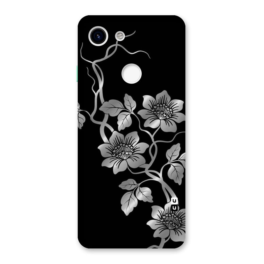 Silver Grey Flowers Back Case for Google Pixel 3