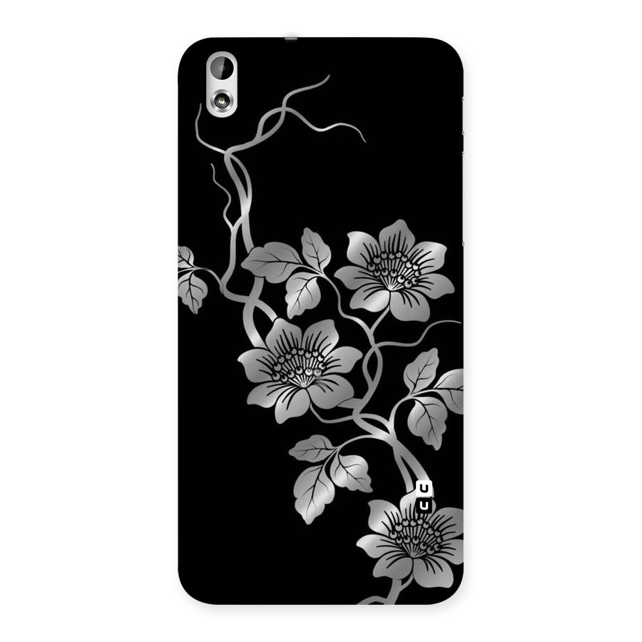 Silver Grey Flowers Back Case for HTC Desire 816g