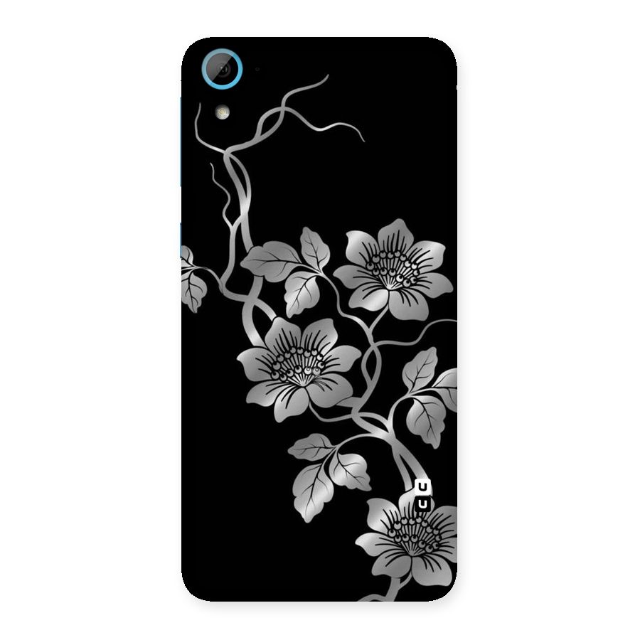 Silver Grey Flowers Back Case for HTC Desire 826