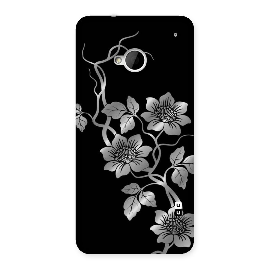 Silver Grey Flowers Back Case for HTC One M7