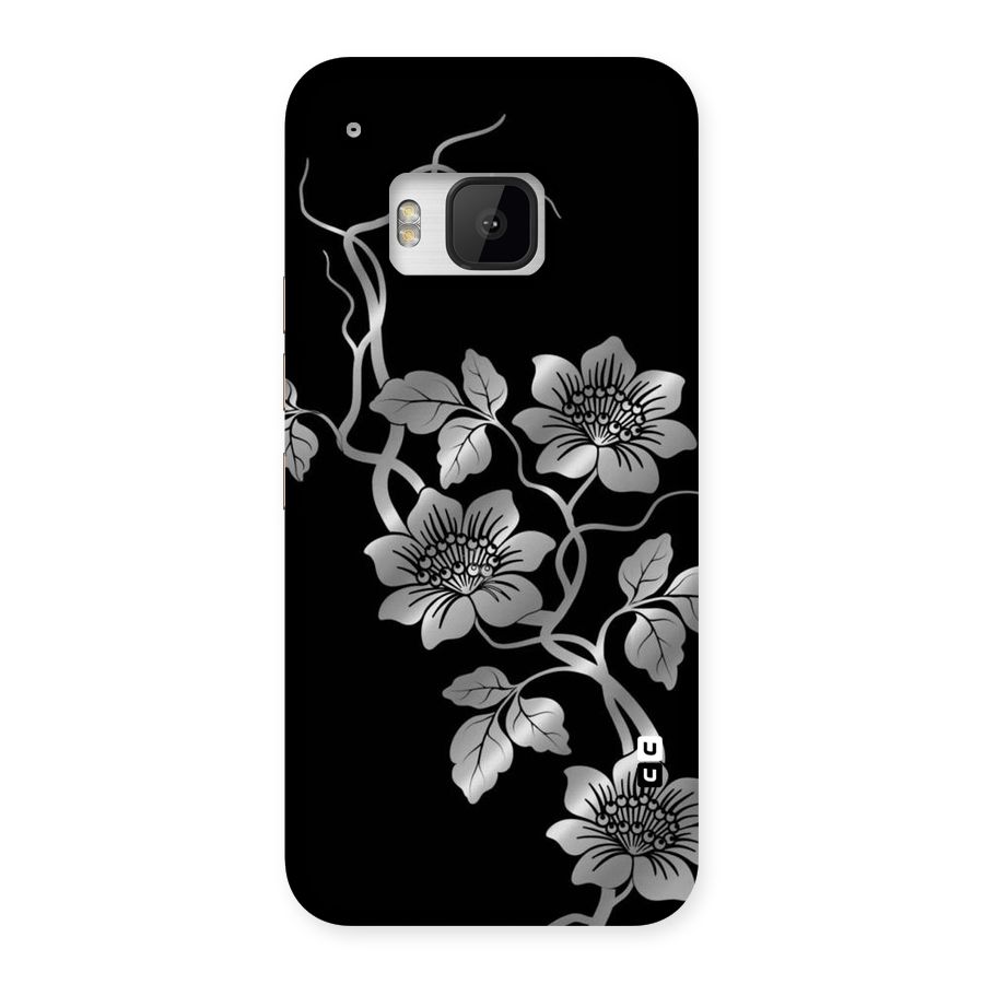 Silver Grey Flowers Back Case for HTC One M9