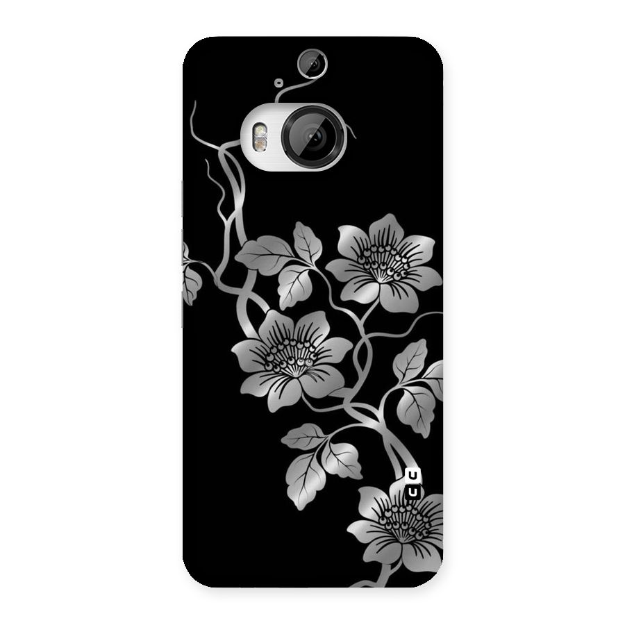 Silver Grey Flowers Back Case for HTC One M9 Plus