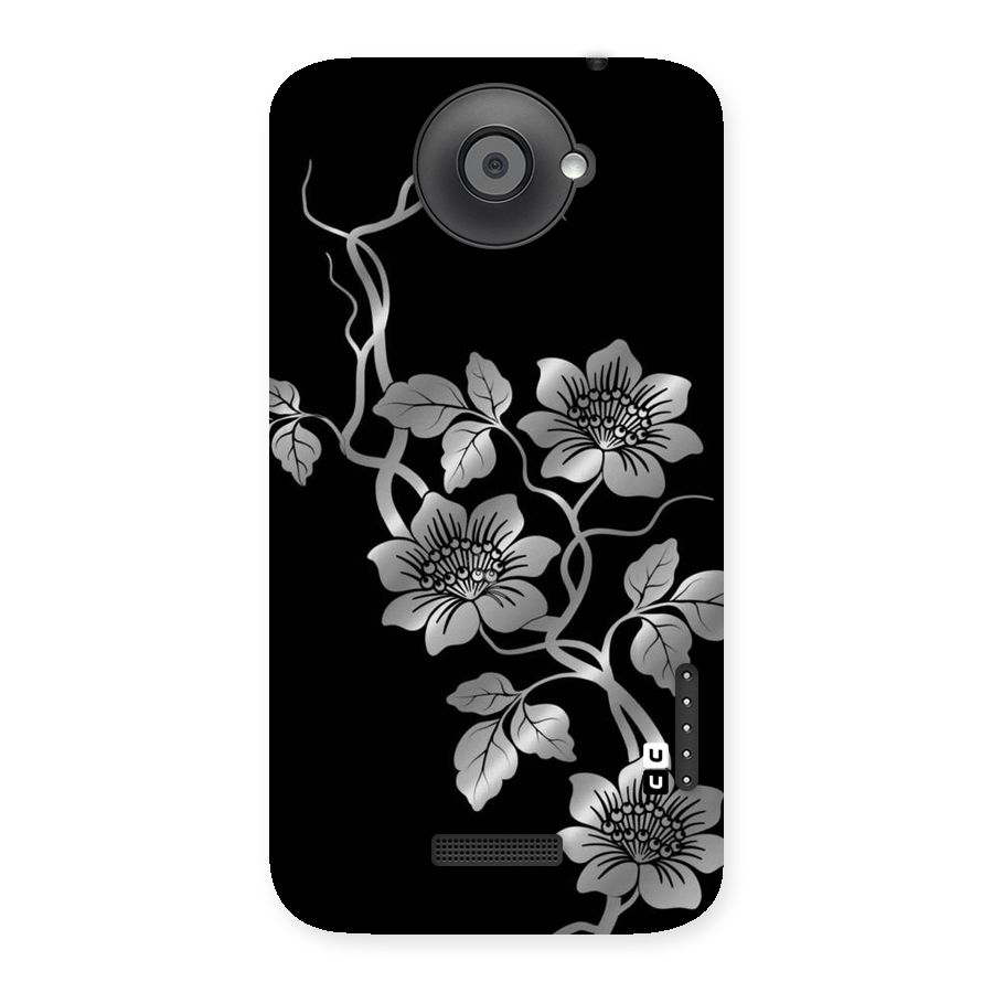 Silver Grey Flowers Back Case for HTC One X