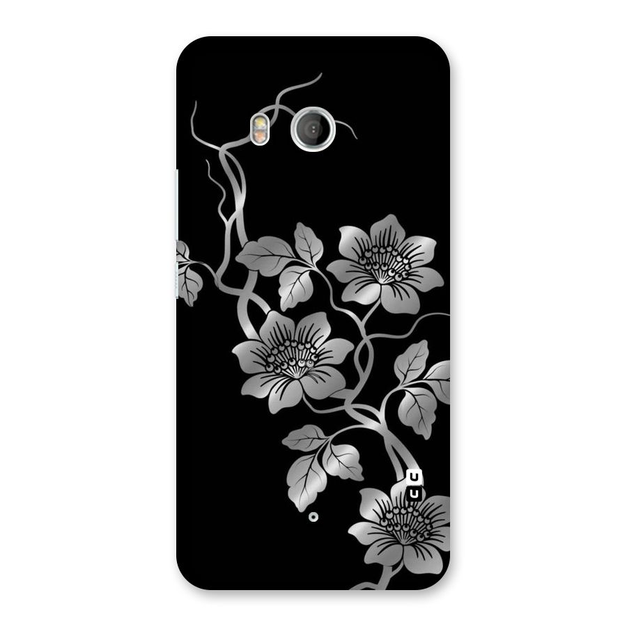 Silver Grey Flowers Back Case for HTC U11