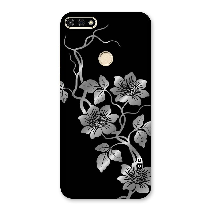 Silver Grey Flowers Back Case for Honor 7A