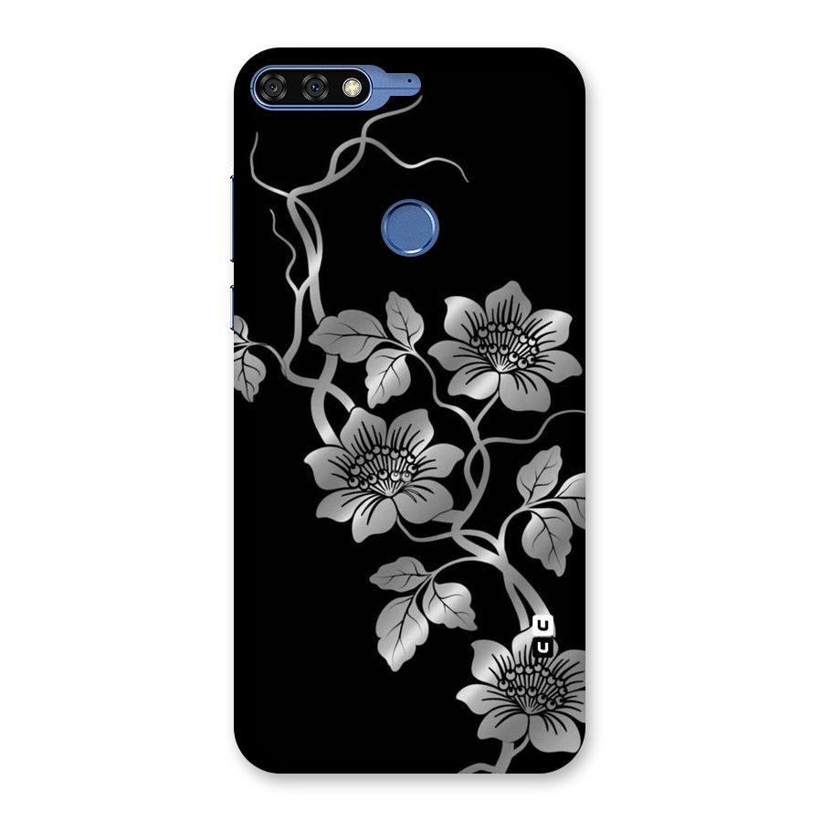 Silver Grey Flowers Back Case for Honor 7C