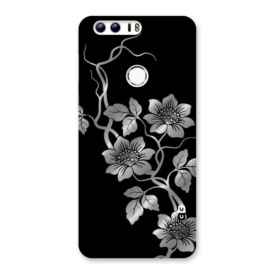 Silver Grey Flowers Back Case for Honor 8