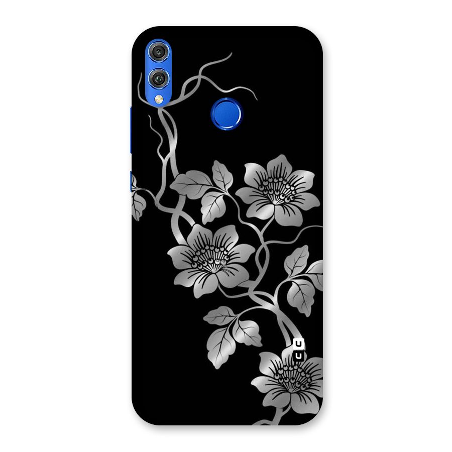 Silver Grey Flowers Back Case for Honor 8X