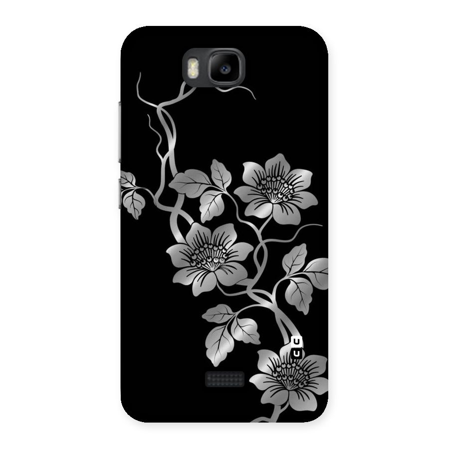 Silver Grey Flowers Back Case for Honor Bee