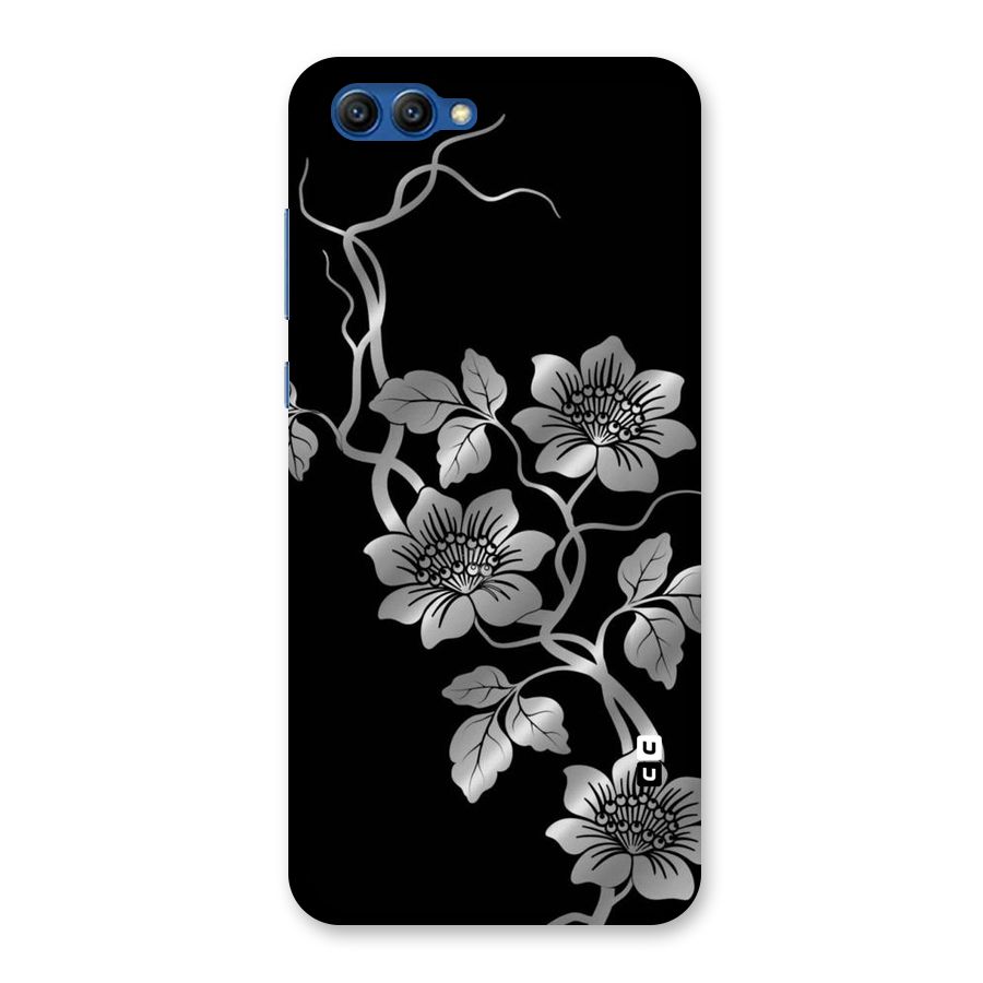 Silver Grey Flowers Back Case for Honor View 10