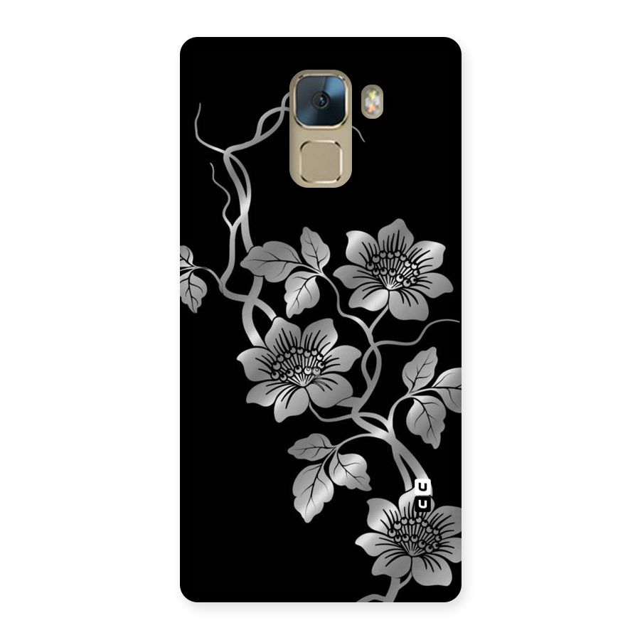 Silver Grey Flowers Back Case for Huawei Honor 7