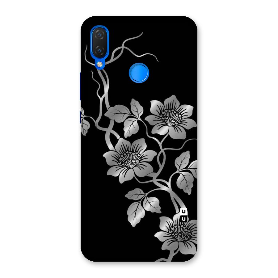Silver Grey Flowers Back Case for Huawei P Smart+