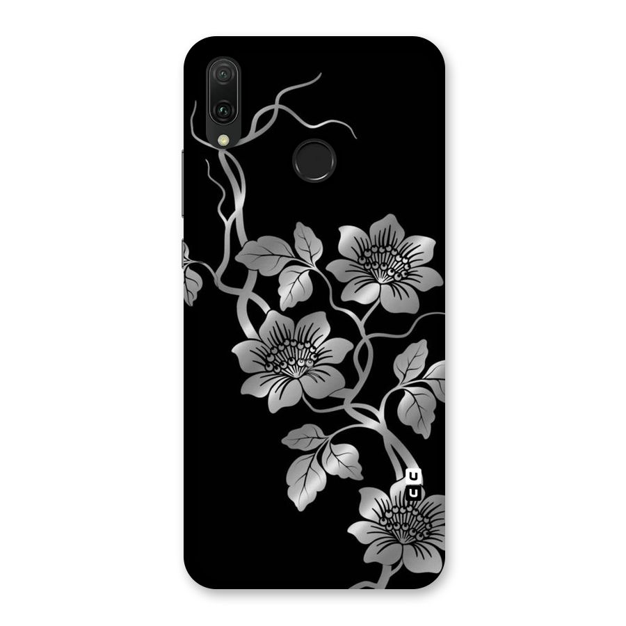 Silver Grey Flowers Back Case for Huawei Y9 (2019)