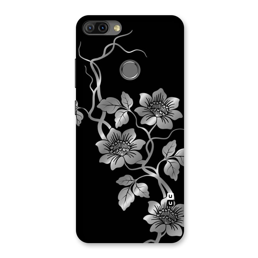 Silver Grey Flowers Back Case for Infinix Hot 6 Pro