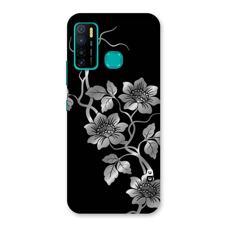 Silver Grey Flowers Back Case for Infinix Hot 9 Pro