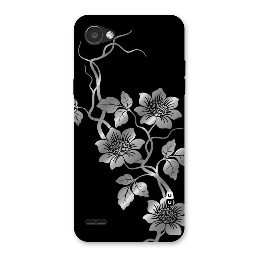 Silver Grey Flowers Back Case for LG Q6
