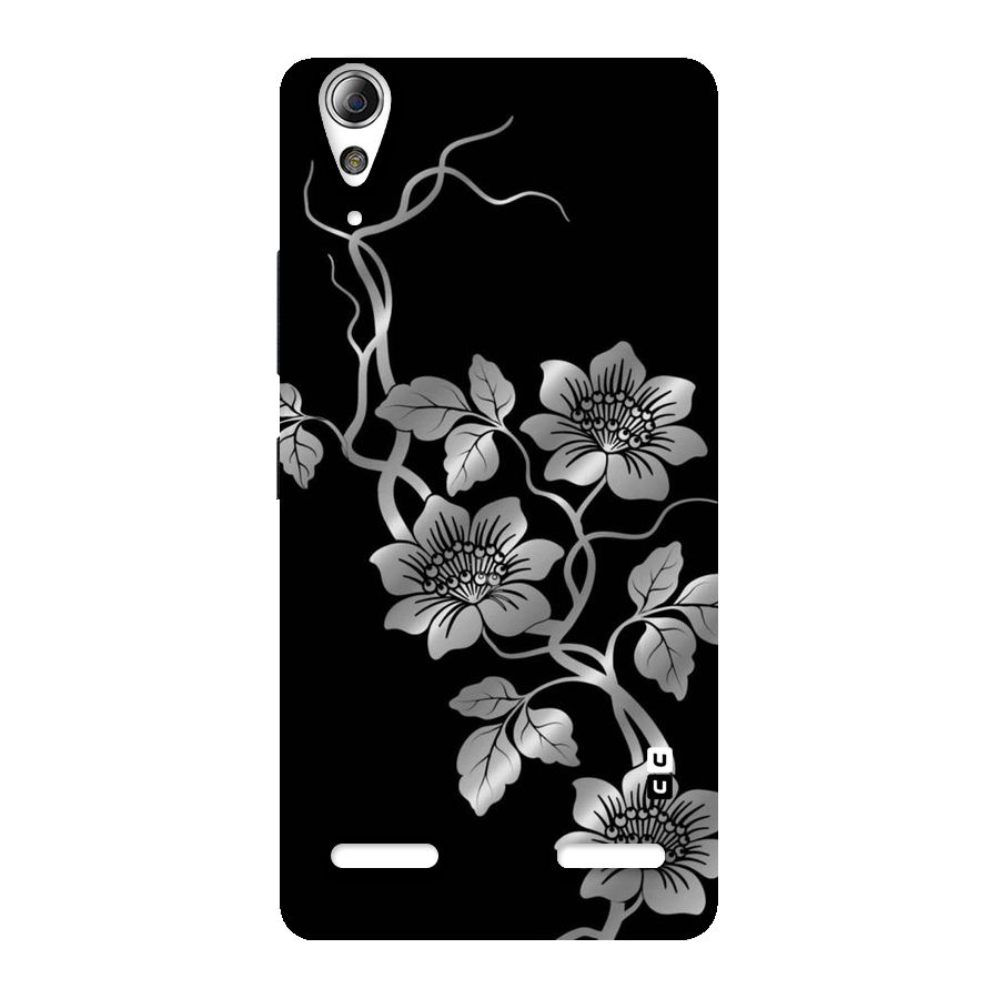 Silver Grey Flowers Back Case for Lenovo A6000 Plus