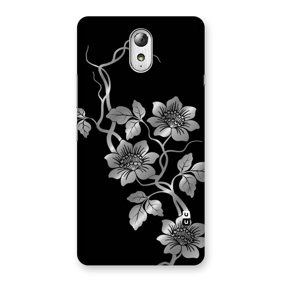 Silver Grey Flowers Back Case for Lenovo Vibe P1M