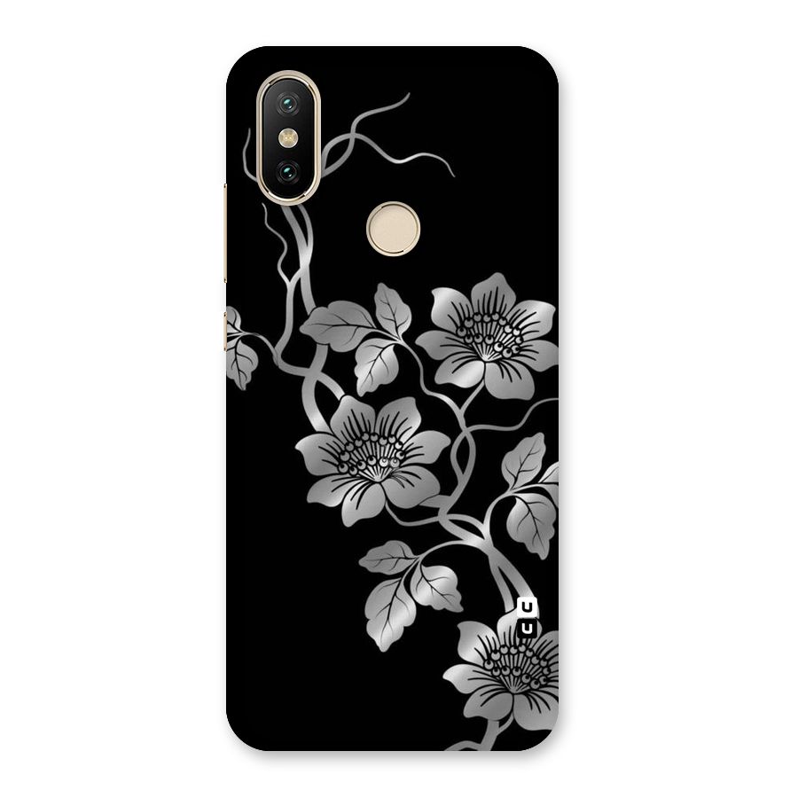 Silver Grey Flowers Back Case for Mi A2