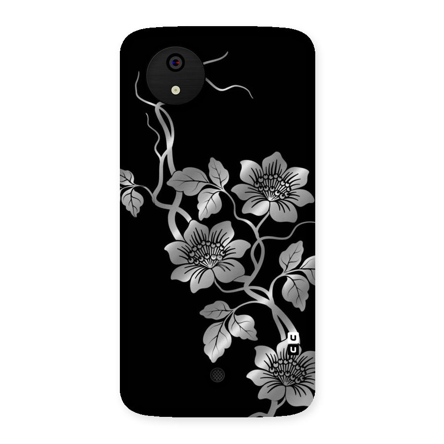 Silver Grey Flowers Back Case for Micromax Canvas A1