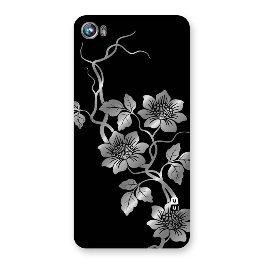 Silver Grey Flowers Back Case for Micromax Canvas Fire 4 A107