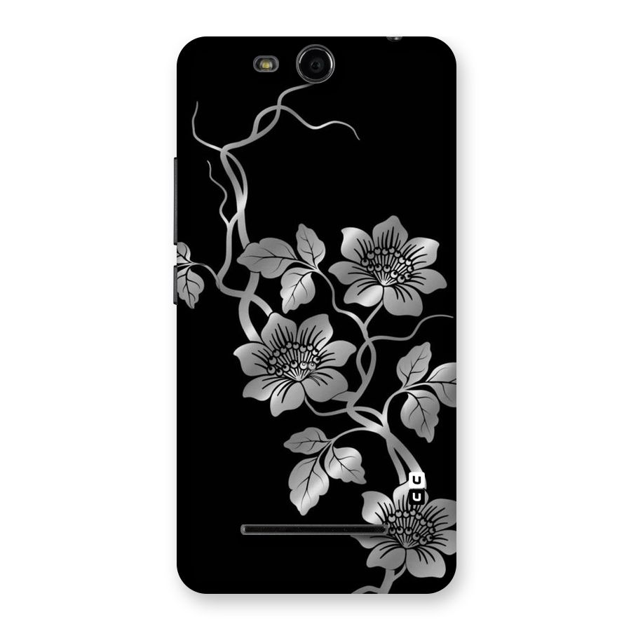 Silver Grey Flowers Back Case for Micromax Canvas Juice 3 Q392