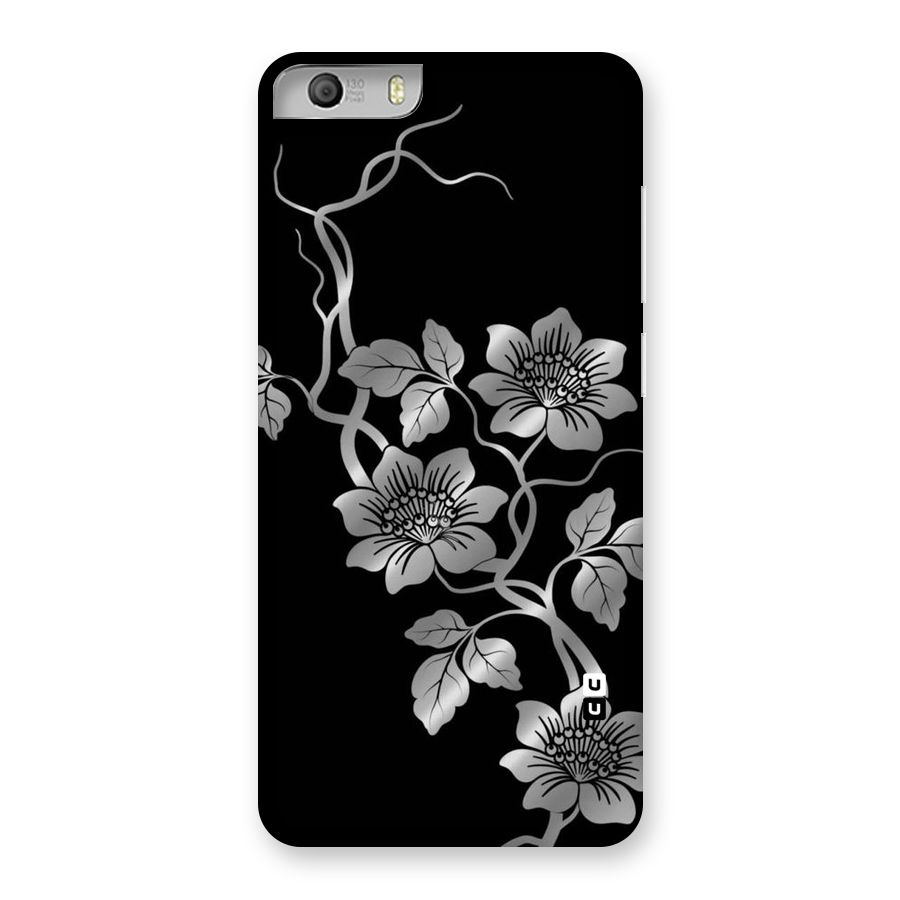 Silver Grey Flowers Back Case for Micromax Canvas Knight 2