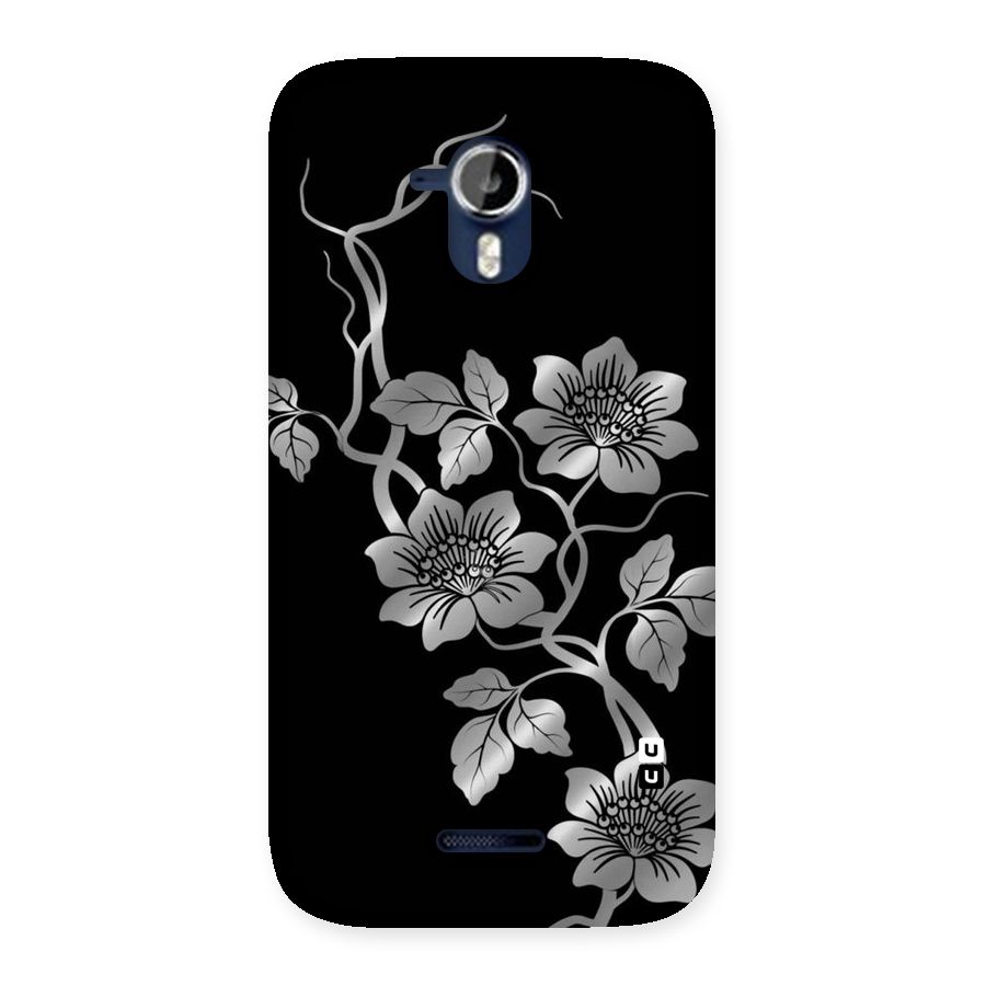 Silver Grey Flowers Back Case for Micromax Canvas Magnus A117