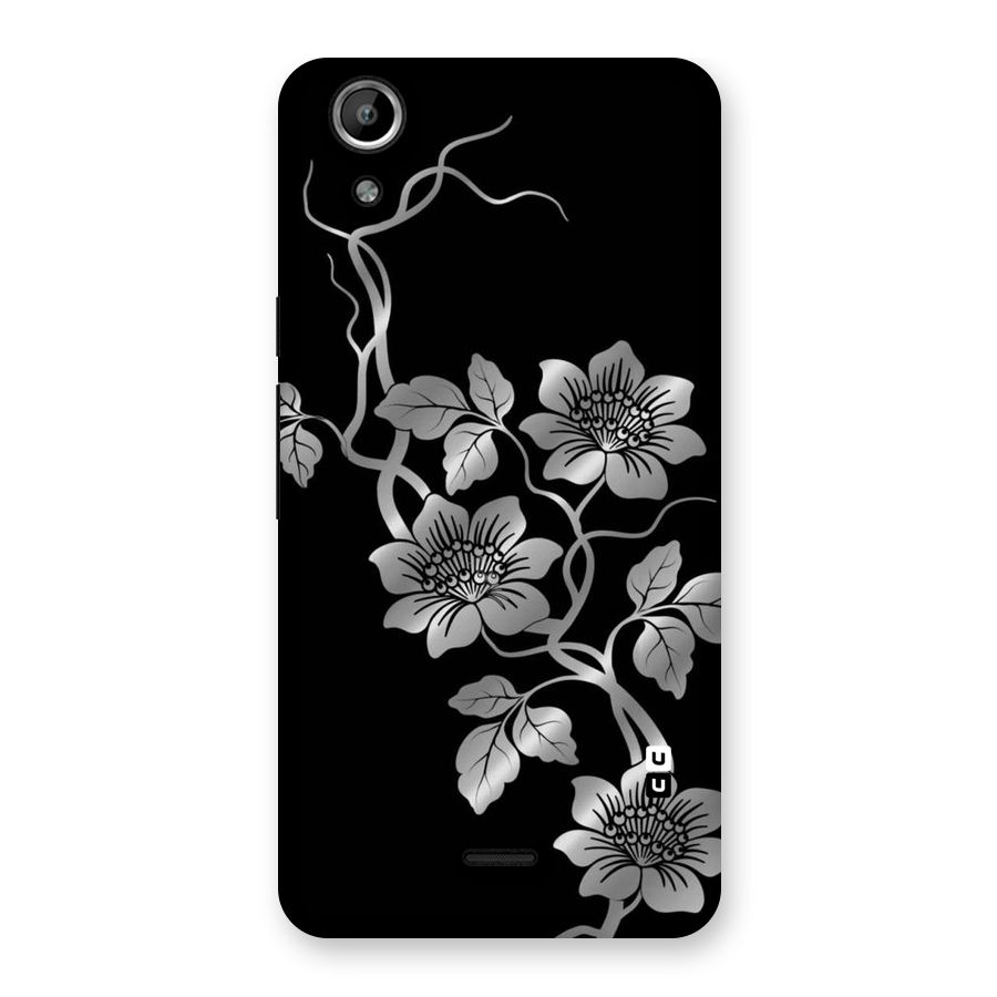Silver Grey Flowers Back Case for Micromax Canvas Selfie Lens Q345