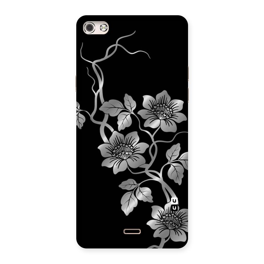 Silver Grey Flowers Back Case for Micromax Canvas Silver 5