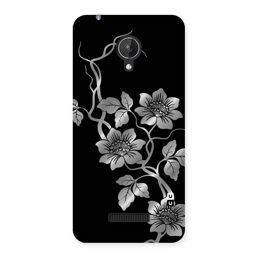 Silver Grey Flowers Back Case for Micromax Canvas Spark Q380