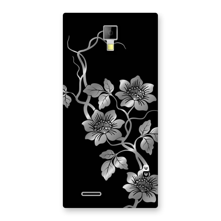 Silver Grey Flowers Back Case for Micromax Canvas Xpress A99