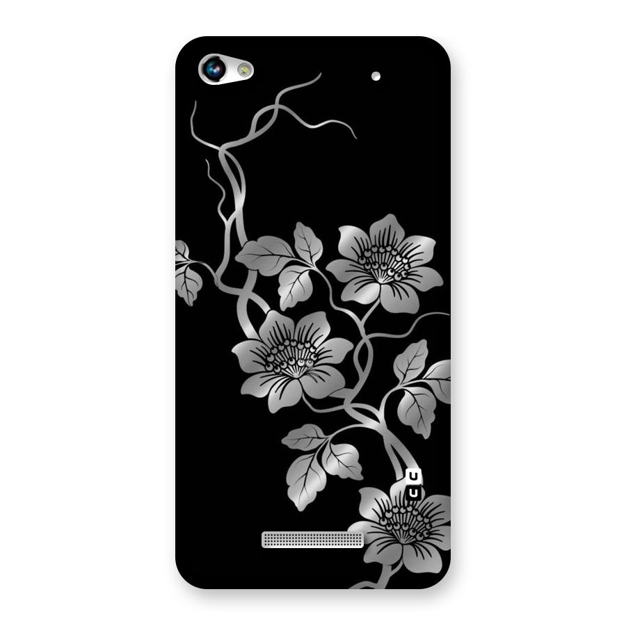 Silver Grey Flowers Back Case for Micromax Hue 2