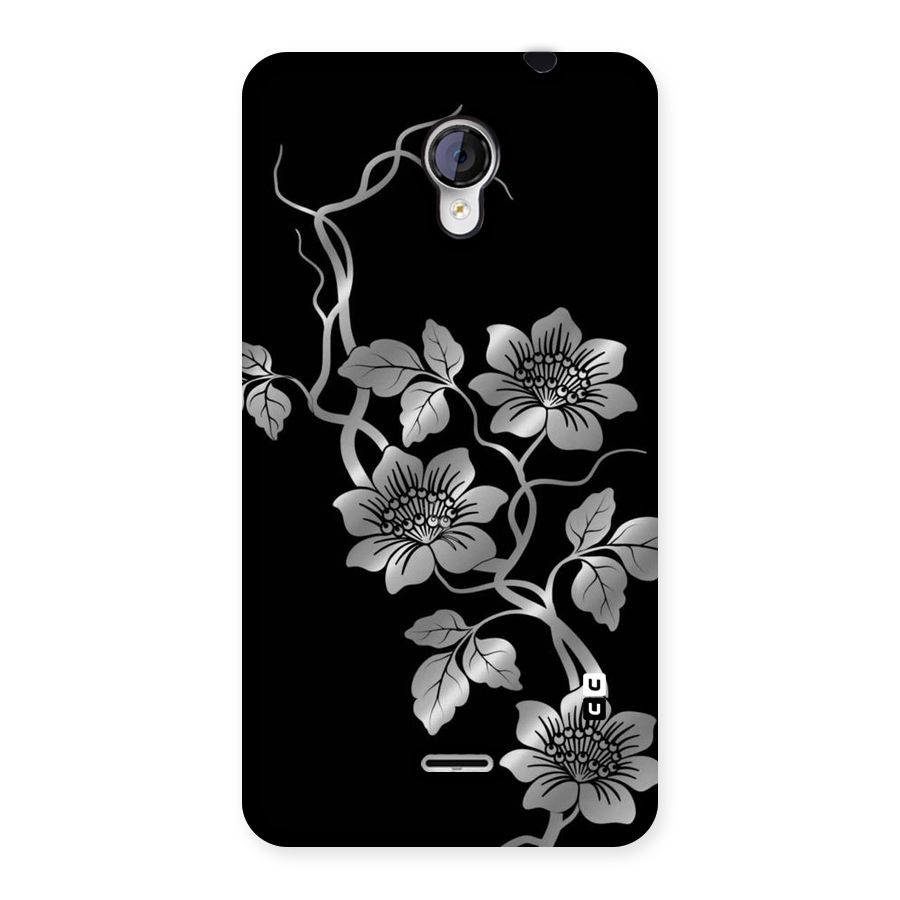 Silver Grey Flowers Back Case for Micromax Unite 2 A106