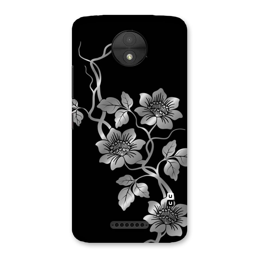 Silver Grey Flowers Back Case for Moto C