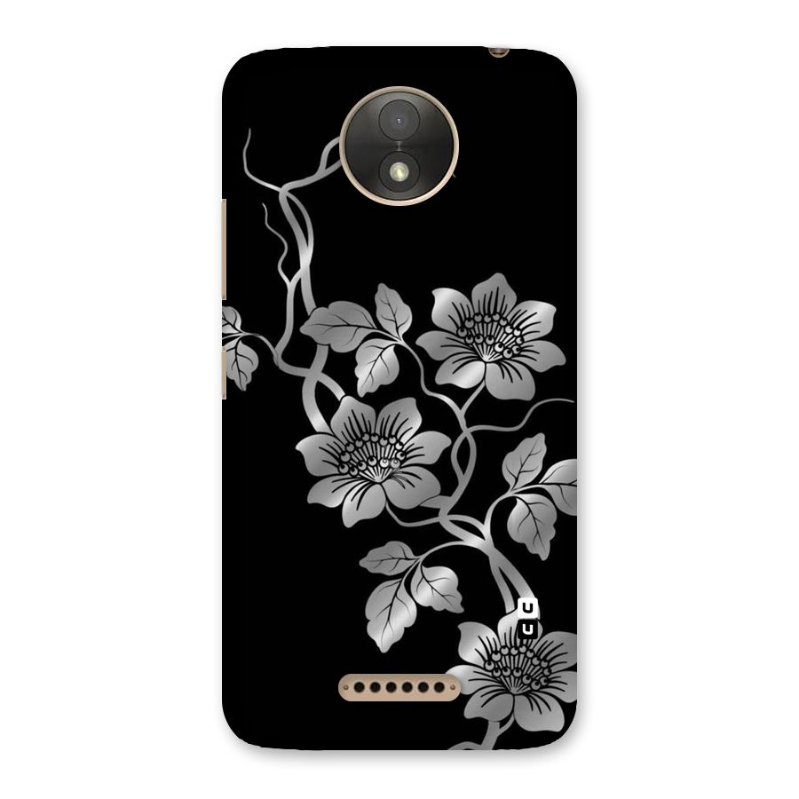 Silver Grey Flowers Back Case for Moto C Plus