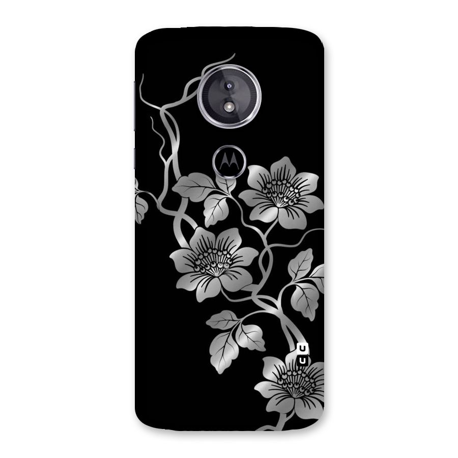 Silver Grey Flowers Back Case for Moto E5
