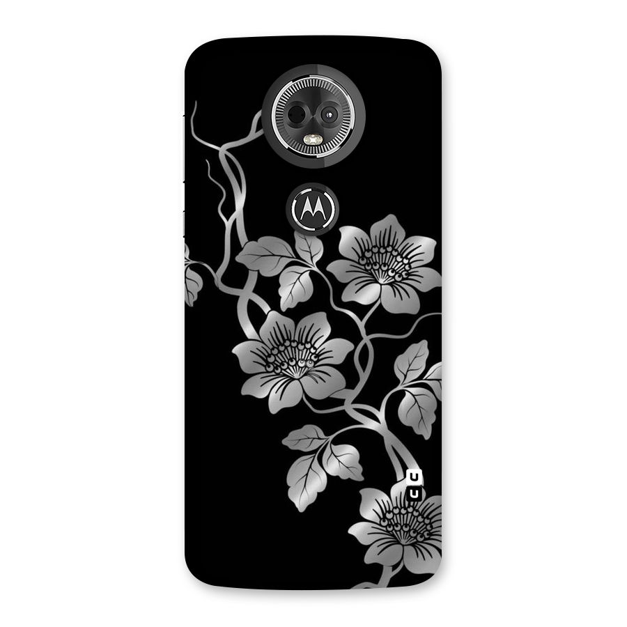 Silver Grey Flowers Back Case for Moto E5 Plus