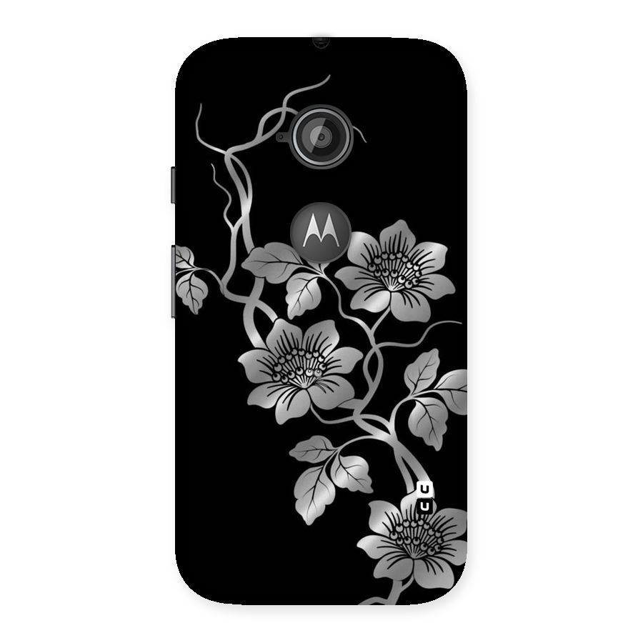Silver Grey Flowers Back Case for Moto E 2nd Gen