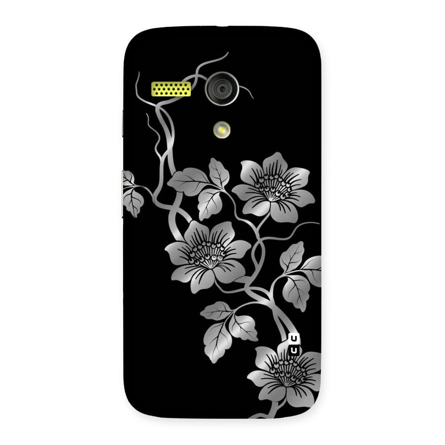 Silver Grey Flowers Back Case for Moto G
