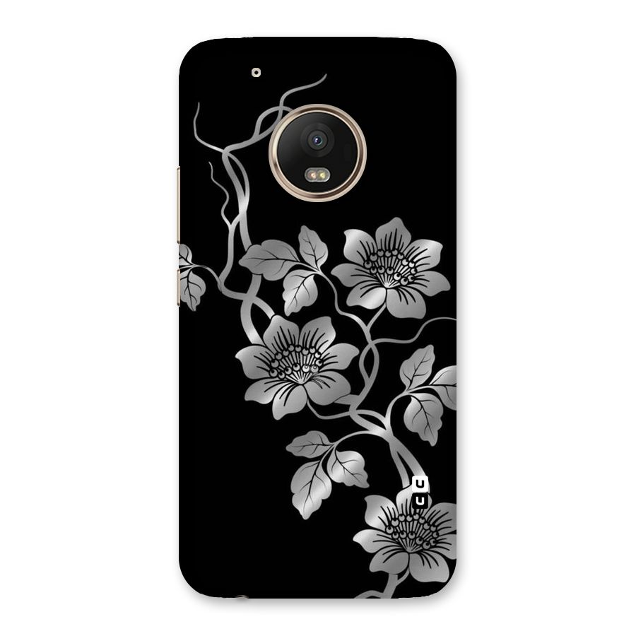 Silver Grey Flowers Back Case for Moto G5 Plus