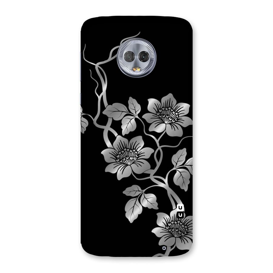 Silver Grey Flowers Back Case for Moto G6 Plus