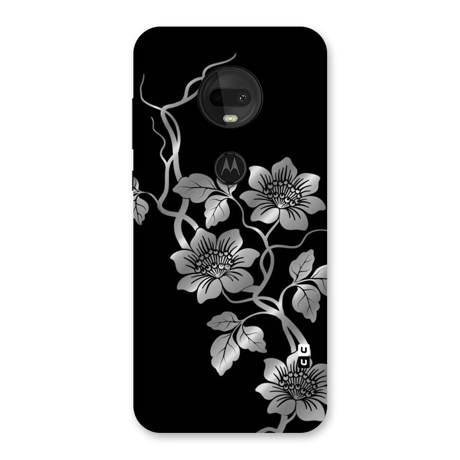 Silver Grey Flowers Back Case for Moto G7