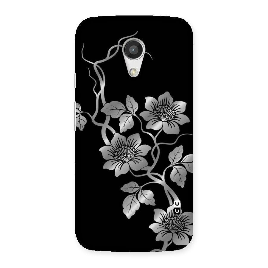 Silver Grey Flowers Back Case for Moto G 2nd Gen